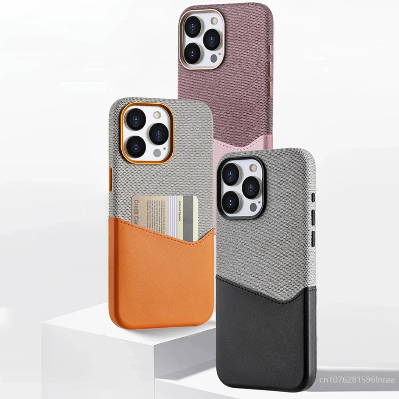 Cardholder iPhone Case - MagSafe Case - Hybrid Fabric & Leather case