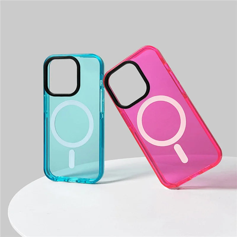 iPhone Case - Neon Series (Clear TPU MagSafe Case - Shockproof)